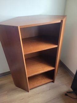 Corner shelving unit.
