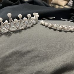 Beautiful Pearl Crown And Tiara Headband 
