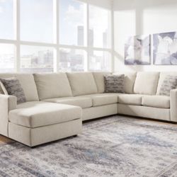 New Linen Or Gray Sectional Sofa Couch 