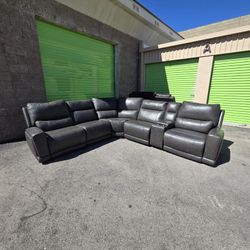 🛋 Lauretta 6-piece Leather Power Reclining Sectional with Power Headrests 🚚💨 - FREE DELIVERY!