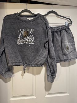 Golden Knights WEAR by Erin Andrews Black Washed Fleece Sweatshirt & Shorts Set