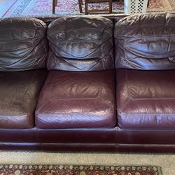 Leather sofa and loveseat