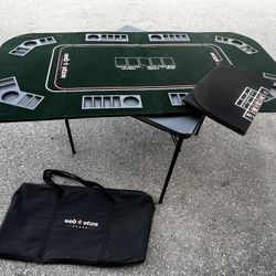 Foldable Travel Felt Poker Table Top with Carry Bag! Good condition! 69x35in