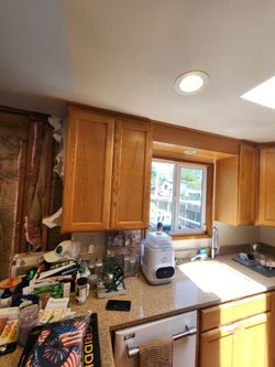 Kitchen cabinets, microwave, Dual fuel range