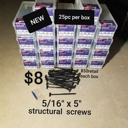 new boxes of 5/16" x 5" structural screws over $50 retail each box 