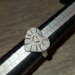 Sterling genuine diamond ring size 8  All items are tested! 