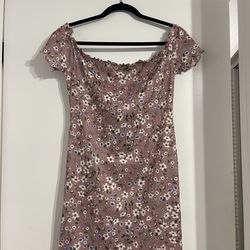 Pink Floral Off-Shoulder Dress – Size S – NEW