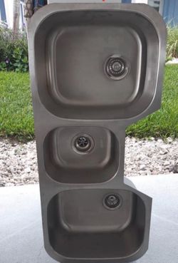 New 46 × 20 Sink Under Mount 3 compartments STAINLESS STEEL custom deep