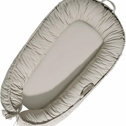 Brand new Baby Lounger for Newborn 0-24 Months, Soft Breathable Cotton Infant Lounger Cover, Portable Baby Nest for Travel, Newborn Essentials (Silver