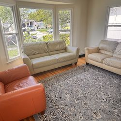Leather couch, loveseat and chair