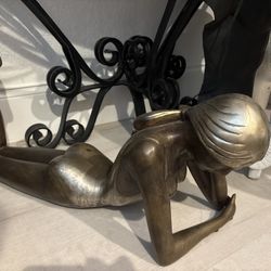 Vintage Signed Bronze Nude Lady. About 28” Long X 16.5” Tall. 