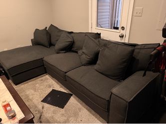 Ashley Furniture Gamaliel 2-Piece Sectional in charcoal gray.