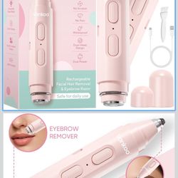Vankoo Facial Hair Remover & Eyebrow Trimmer - 2 in 1 Eyebrow & Face Shaver for Women - Rechargeable Face Razors for Women with Built-in LED Lights - 