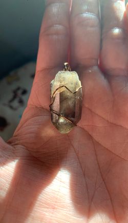 Smokey quartz stone pendant necklaces wire wrapped crystal