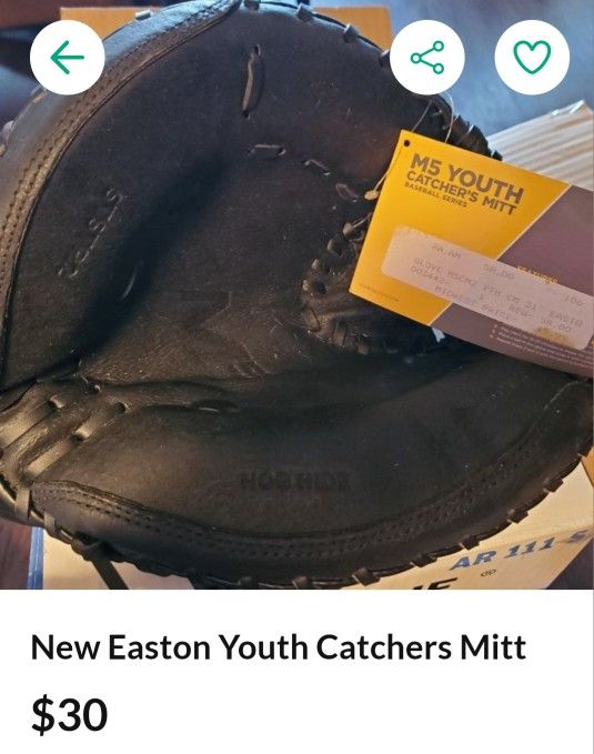 New EASTON YOUTH CATCHERS MITT