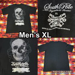 Southpole Black T-Shirt Mens XL Signature Series Skull Gothic Skater Y2K