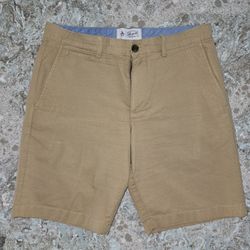 Penguin Mens Shorts 31 Brown  Tan Flat Front Chino Pockets Preppy Logo Original