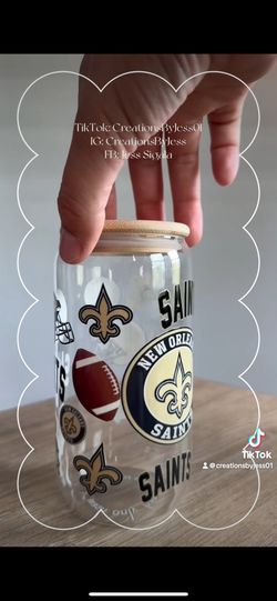 Libbey Glass Can Cups Saints Football 