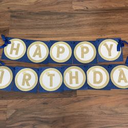 Happy Birthday Banner/Prince/Royal Blue And Gold Glitter/Celebration/Party