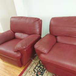 Leather Reclining Sofa Set
