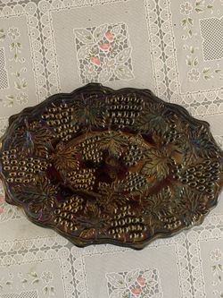 Antique “GRAPE & CABLE" PIN TRAY AMETHYST BY: NORTHWOOD