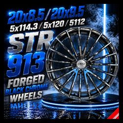 🔥 20x8.5 / 20x9.5 STR 913 FORGED Black Chrome Wheels 🔥