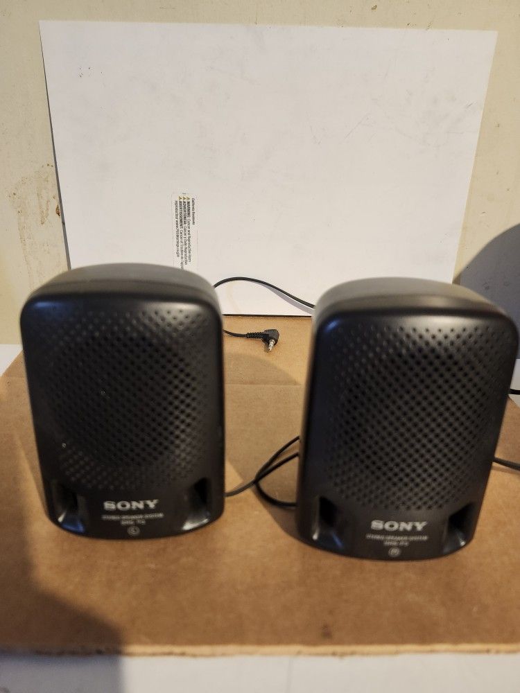 pair of Sony SRS-P3 portable mini stereo speakers