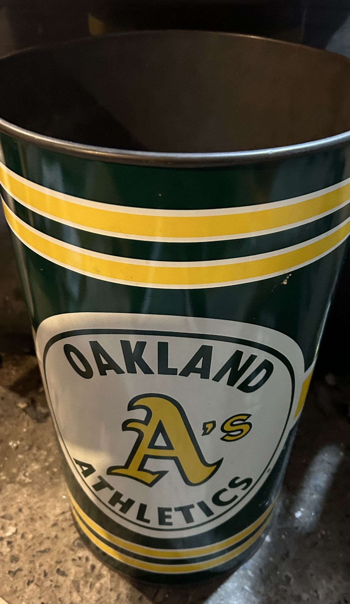 Vintage tall MLB Oakland A’s Trash Can Garbage Can