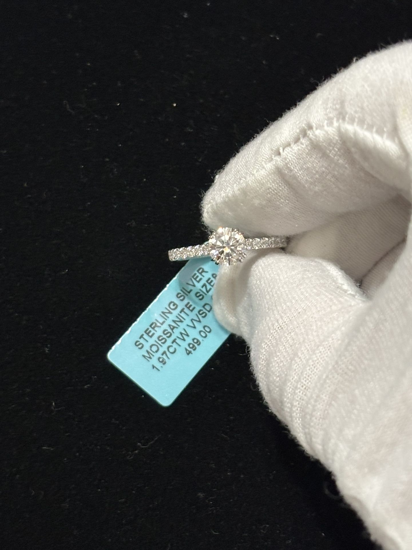 925 Sterling Silver With Moissanite Engagement Ring Size 8