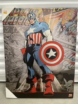 Captain America Official Marvel Comics Group Art Canvas Framed Print -Excellent Condition! ARTISSIMO ART!