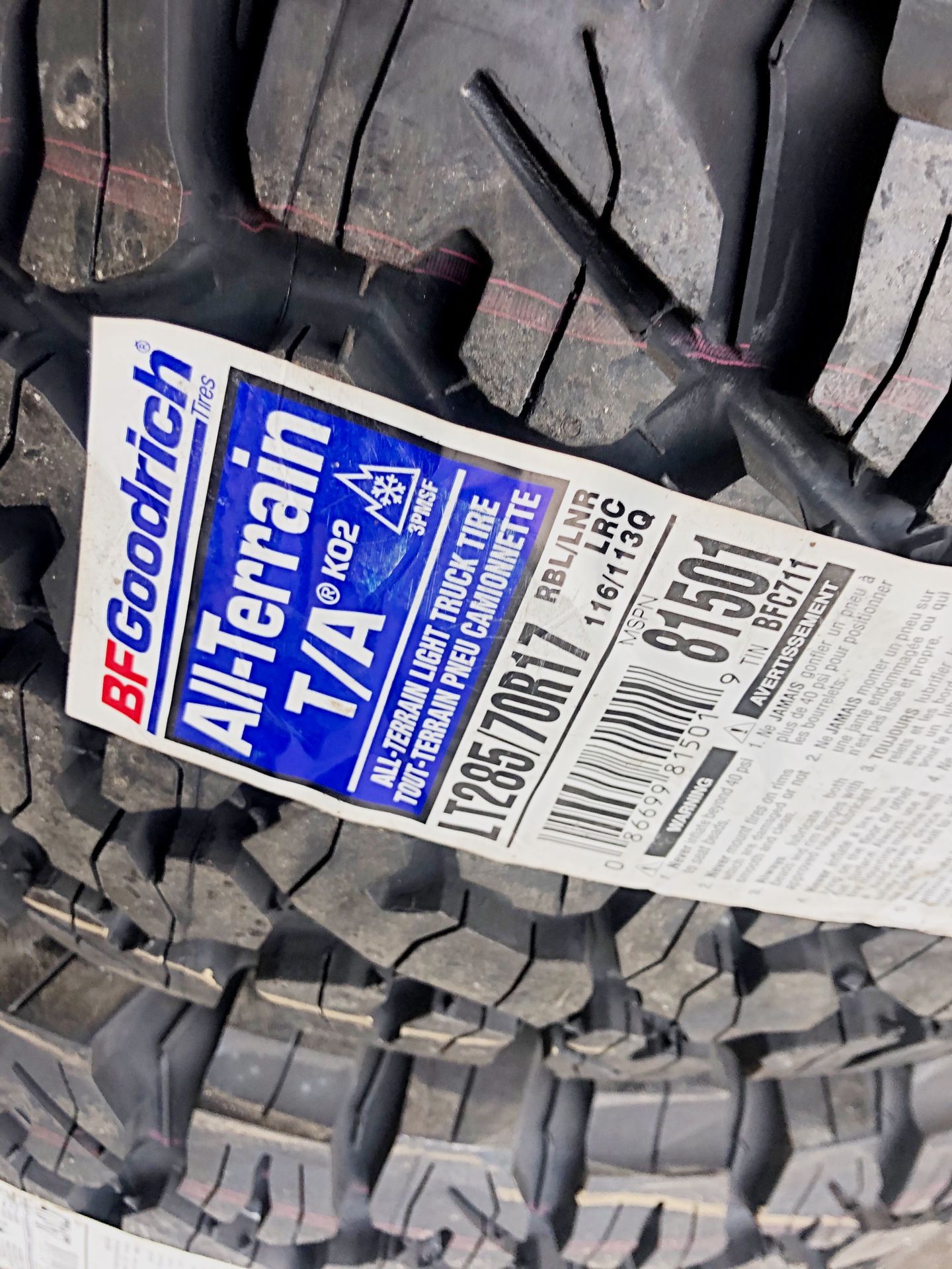 285/70/17 BFGoodRich Ko2 & TRD rims (4 for $1,400)