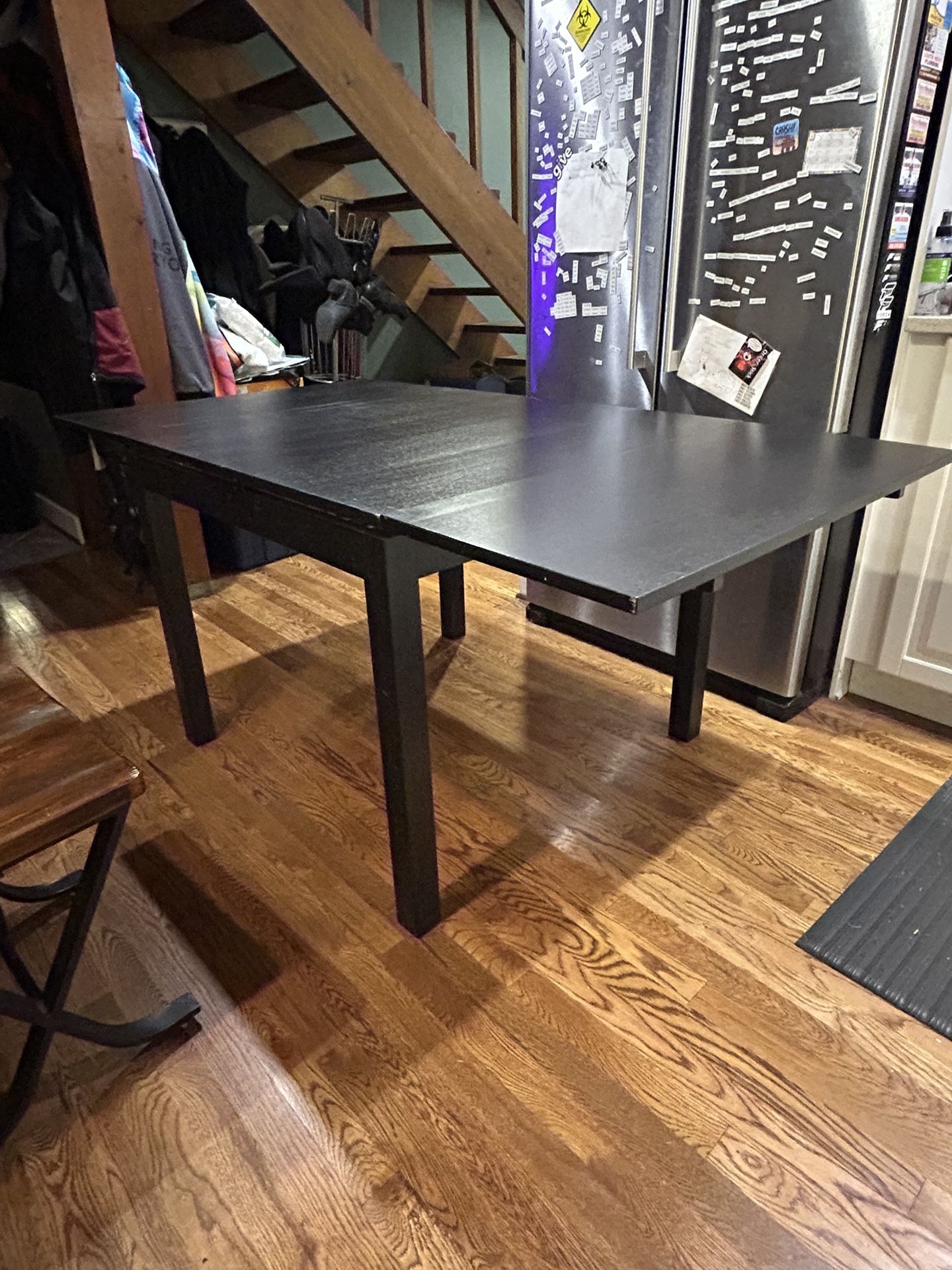 Black Table with Leaves