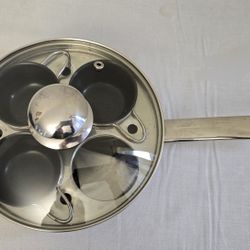 READ Induction 18/10 Stainless Steel Clad Bottom 4 Egg Poacher Pan w/Lid 7.5"