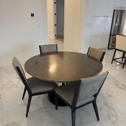 Four Hands Powell Round Solid Oak Dining Table 