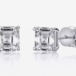 Asscher Cut Diamond Earrings S925