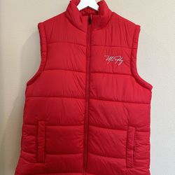 McFly Embroidered Vest Puffer Vest LARGE, Red