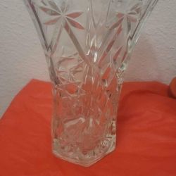 Star of David anchor hocking heavy crystal flower etched vase mothers day