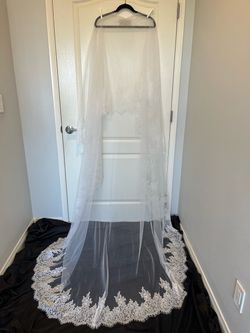 WHITE CATHEDRAL LENGTH VEIL-BRAND NEW! NEVER WORN (last 4 pics are from website)