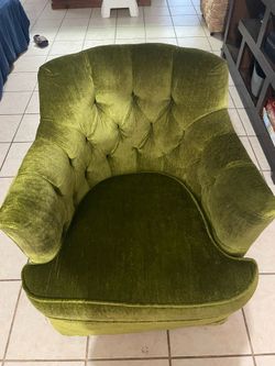 Retro Green Velvet Couch