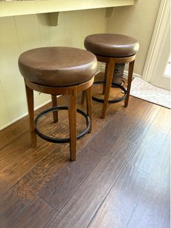 Brown Leather Swivel Stool