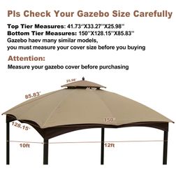 same as W419P169912 Replacement Canopy Top for Lowe's Allen Roth Heavy Duty Gazebo Roof Gazebo Top with Air Vent 10X12 Gazebo CoverReplacement Top Onl