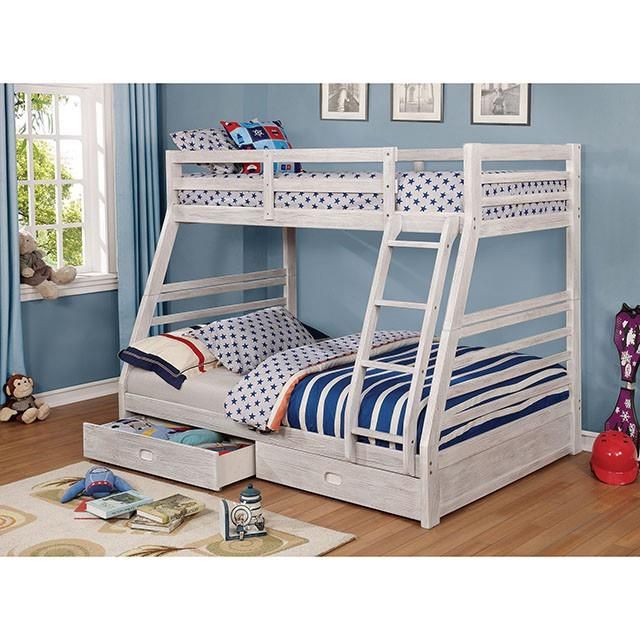 Twin/Full Gray Bunk bed w. Drawers & Mattresses Included. Bonita Litera Full twin Con Cajones Nueva En. Caja