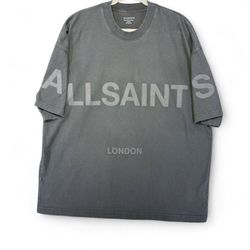 AllSaints Biggy Oversized Logo T-Shirt | Washed Black XL Organic Cotton London