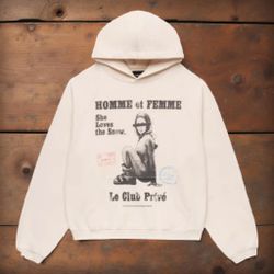 HOMME + FEMME Homme Femme Snow Bunny Hoodie Cream
