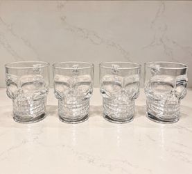 Skull Glass Mug Set Of 4 – Unique Skeleton Design