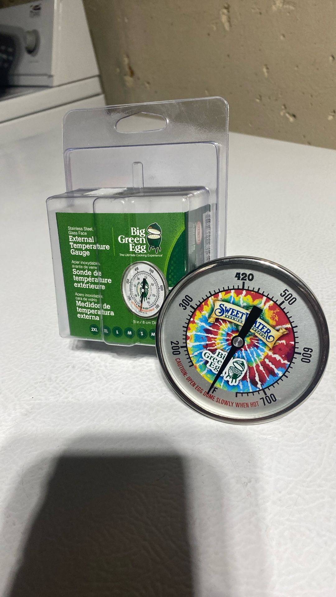 3" Big Green Egg TIE DYE External Temperature Gauge - New