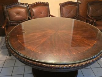 Dining Table Set with 4 Chairs and Glass Topper