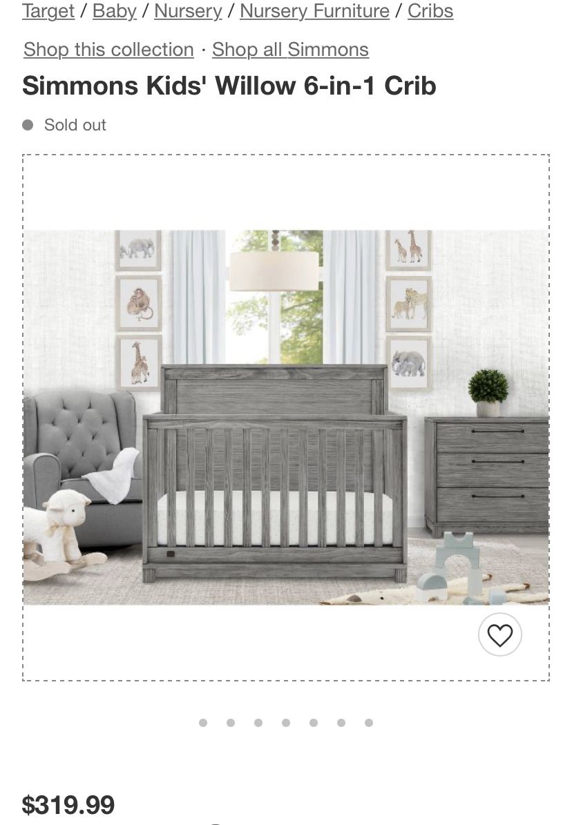 Simmons Kids’ Willow 6-in-1 Crib Rustic Ash
