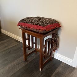 Wooden Stool With Leopard Cushion
