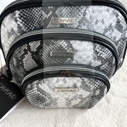 JOAN & DAVID ~”The Python” 3 Piece Dome Cosmetic & Accessories Beauty Set, Includes 2-1.4oz Travel Toiletry Bottles 